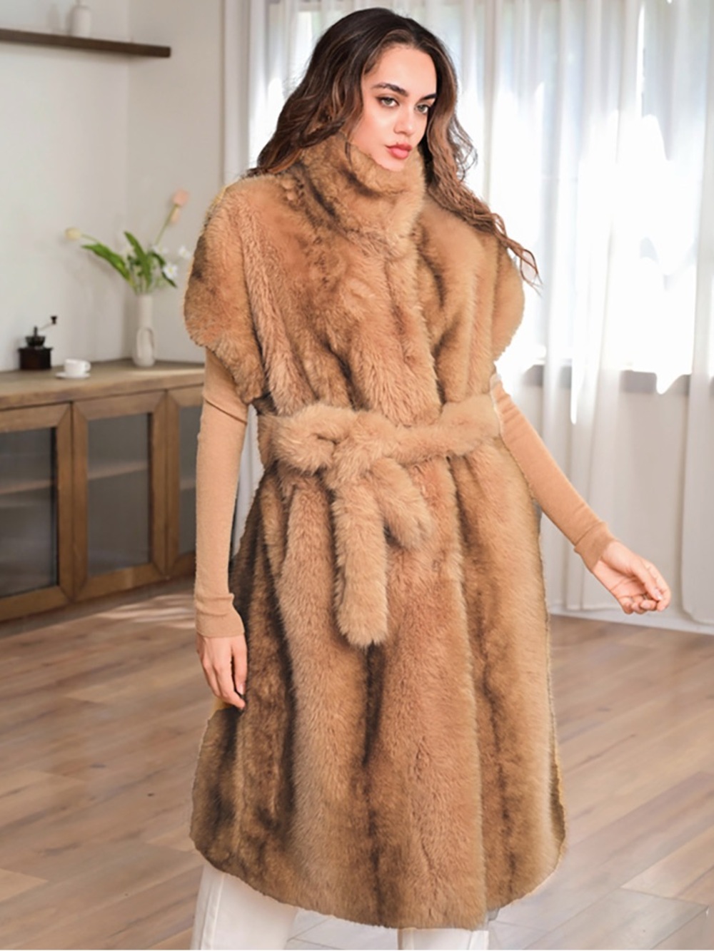 SEXY FAUX LONG VEST! 1 IN STOCK!